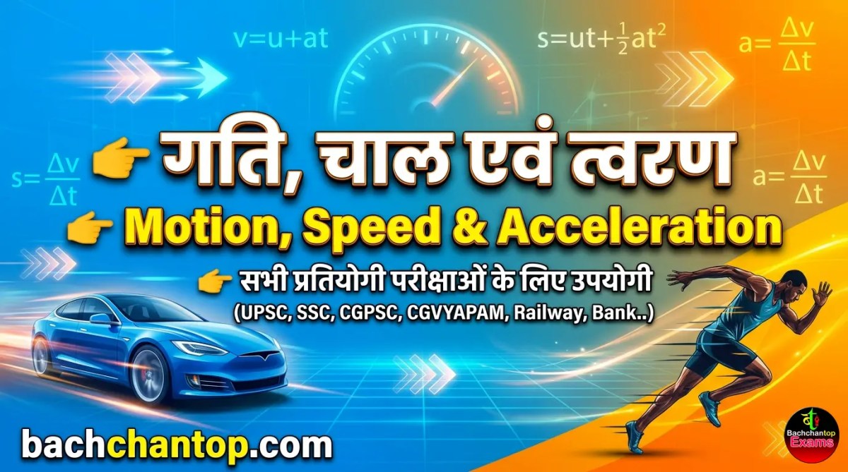 गति, चाल एवं त्वरण (Motion, Speed & Acceleration)प्रतियोगी परीक्षाओं (SSC, रेलवे, UPSC, CGPSC, MPPSC, Police, NDA आदि) हेतु सम्पूर्ण&nbsp;नोट्स