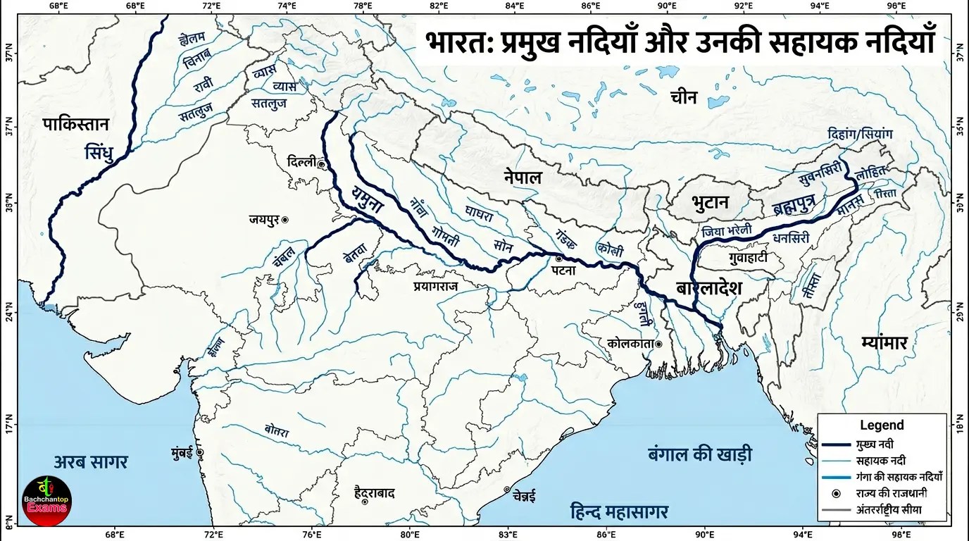 sahayak nadi kise kahte hain bharat ki pramukh nadiyon ke sahayk nadiyan