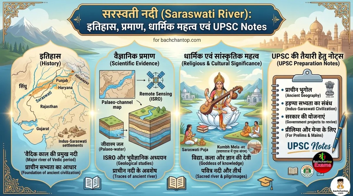 सरस्वती नदी (Saraswati River): इतिहास, प्रमाण, धार्मिक महत्व एवं UPSC&nbsp;Notes